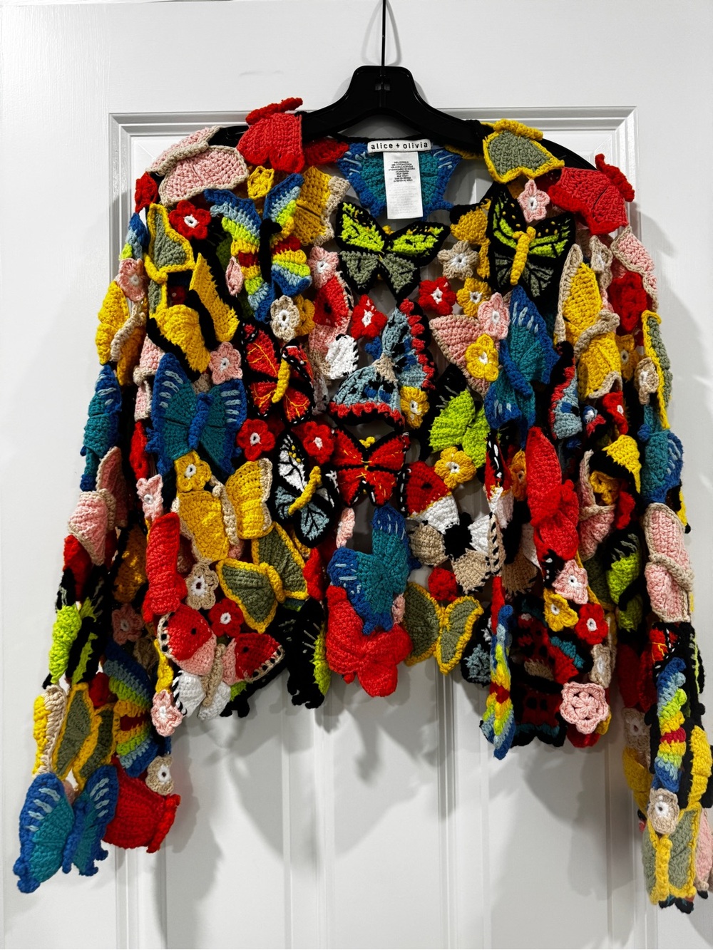 Alice + Olivia Multicolor Crochet Butterfly & Floral Jacket